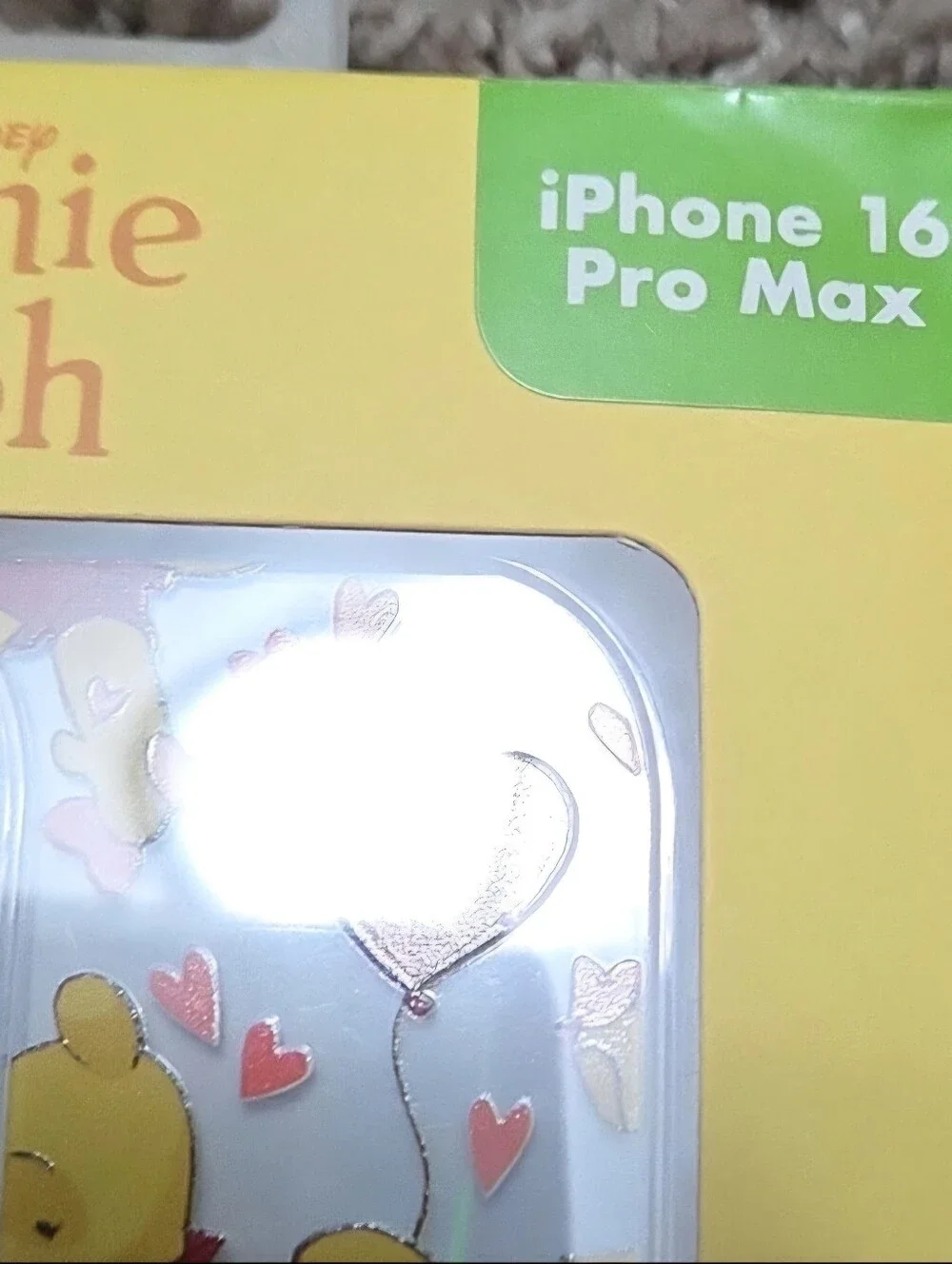 Disney Winnie the Pooh iPhone 16 Pro Max Case Clear Pink Hearts NIB